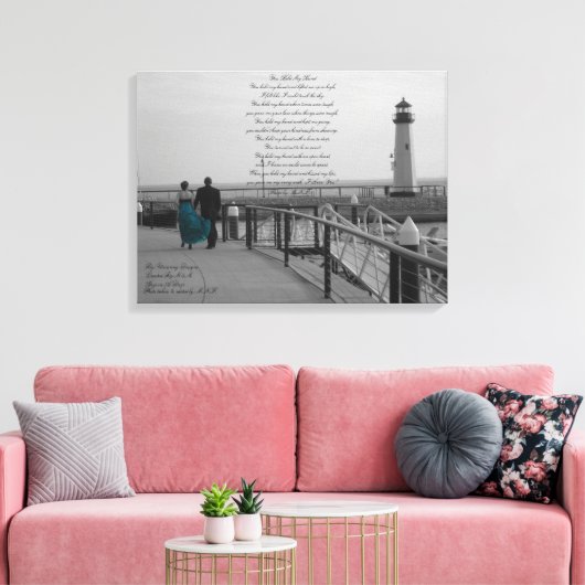 Je hield mijn handgedicht vast met vuurtorenfoto B Canvas Afdruk (Insitu (Woonkamer))