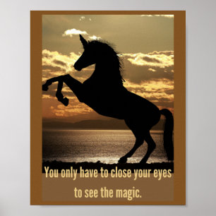 je hoeft alleen je ogen te sluiten unicorn poster