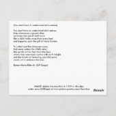 JE HOEFT DE NATUUR VAN HET LEVEN NIET TE BEGRIJPEN BRIEFKAART (Achterkant)