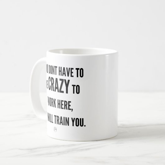 Je hoeft hier niet gek te zijn koffiemok (Voorkant links)