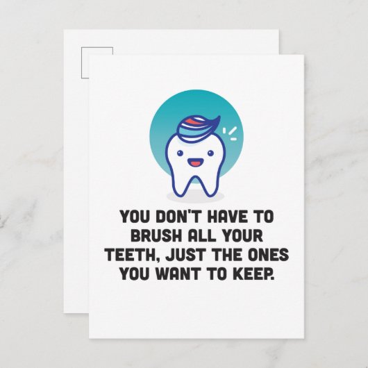 Je hoeft niet al je tanden te penselen briefkaart (Voorkant / Achterkant)