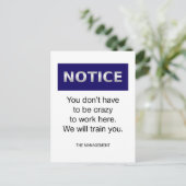 Je hoeft niet gek op te merken grappig. briefkaart (Staand voorkant)