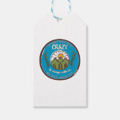 Je hoeft niet gek te zijn om met ons mee te gaan cadeaulabel (Voorkant)