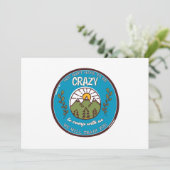 Je hoeft niet gek te zijn om met ons mee te gaan feestdagenkaart (Staand voorkant)