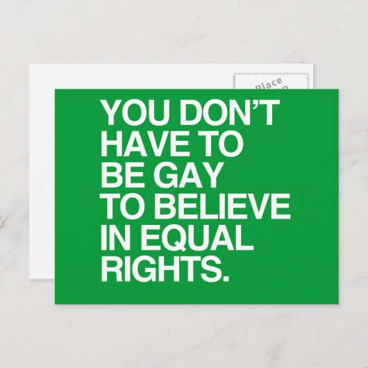 JE HOEFT NIET GEKEND TE ZIJN OM IN GELIJKE RECHT T BRIEFKAART (Voorkant / Achterkant)