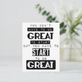 je hoeft niet geweldig te zijn om motivatie te beg briefkaart (Staand voorkant)