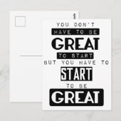 je hoeft niet geweldig te zijn om motivatie te beg briefkaart (Voorkant / Achterkant)