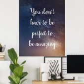JE HOEFT NIET PERFECT TE ZIJN - Night Sky Quote Poster (Thuiskantoor)