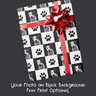 Je hond foto Zwart en wit geruit stijlvol Cadeaupapier
