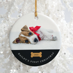 Je hond is de eerste kerst   Kool met foto's Keramisch Ornament