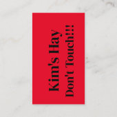 Je hooi aanraken niet! visitekaartje (Achterkant)