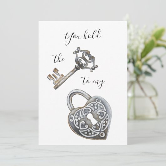 Je houdt de sleutel vast aan mijn hart witte Valen Feestdagenkaart (Staand voorkant)