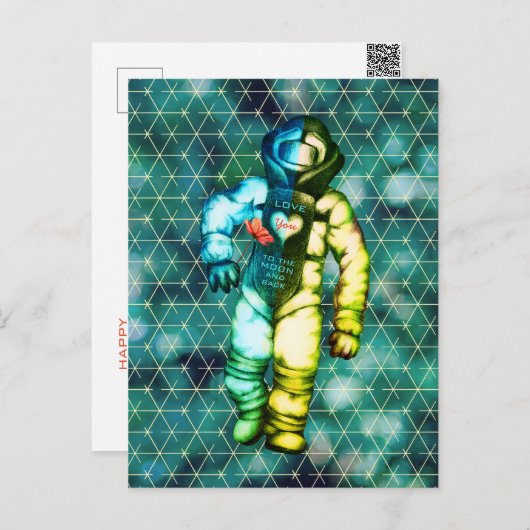 Je houdt van de maan Astronaut Draairuimte Briefkaart (Voorkant / Achterkant)