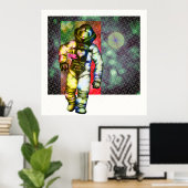 Je houdt van de maan Astronaut Draairuimte Poster (Thuiskantoor)