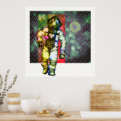 Je houdt van de maan Astronaut Draairuimte Poster (Keuken)