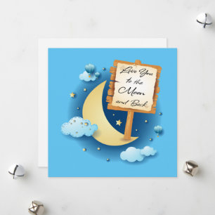 Je houdt van de maan en de rug feestdagenkaart