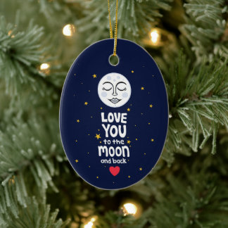 Je houdt van de maan en de rug keramisch ornament