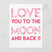 Je houdt van de maan - Roze harten Typografie Briefkaart (Voorkant)