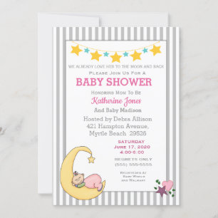 Je houdt van de Moon Baby Girl Shower Kaart
