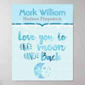 Je houdt van de Moon Blue Baby Nursery Poster (Voorkant)