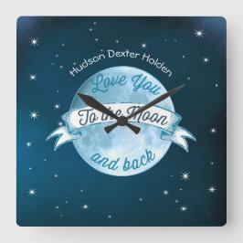 Je houdt van de Moon Chalkboard Banner Baby Vierkante Klok