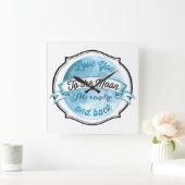 Je houdt van de Moon Chalkboard Banner Baby Vierkante Klok (Huis)