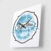 Je houdt van de Moon Chalkboard Banner Baby Vierkante Klok (Hoek)