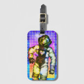 Je houdt van de Moon Cute Paarse Alien Astronaut Bagagelabel (Voorkant (verticaal))