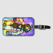 Je houdt van de Moon Cute Paarse Alien Astronaut Bagagelabel (Voorkant (horizontaal))