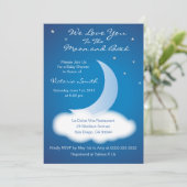 Je houdt van het Baby shower Moon en Back - Blauw Kaart (Staand voorkant)