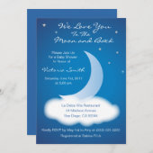 Je houdt van het Baby shower Moon en Back - Blauw Kaart (Voorkant / Achterkant)