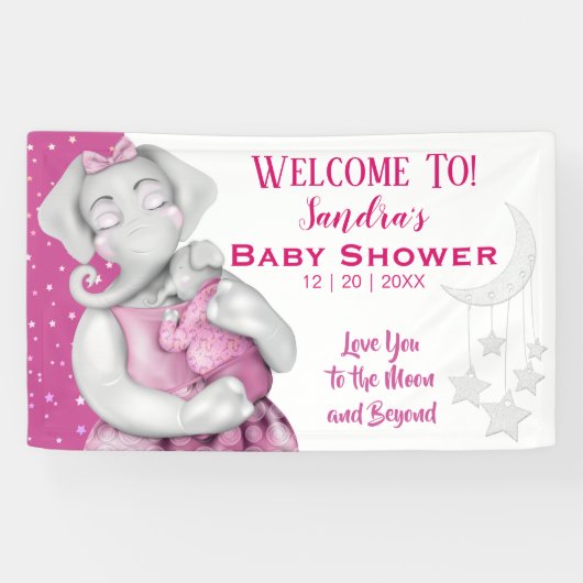 Je houdt van het Baby shower van het maanmeisje Spandoek (Horizontaal)