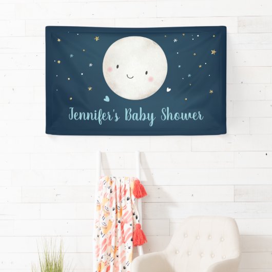 Je houdt van het Moon Blue Gold Baby shower Spandoek (Insitu)