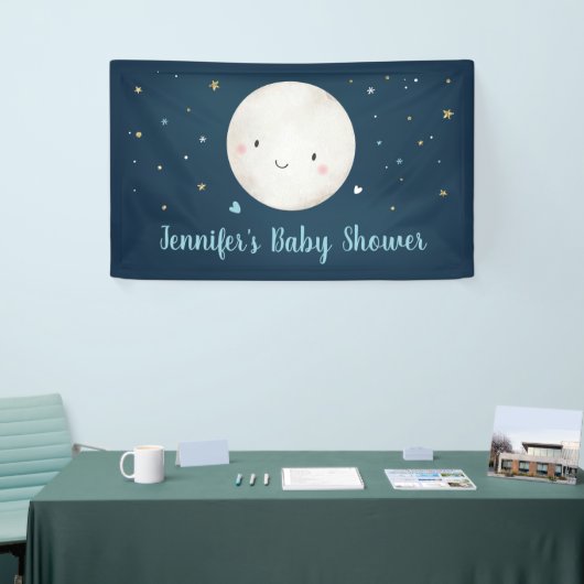 Je houdt van het Moon Blue Gold Baby shower Spandoek (Beurs)