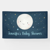 Je houdt van het Moon Blue Gold Baby shower Spandoek (Horizontaal)