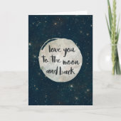 Je houdt van het Wenskaart Moon en Back Feestdagen Kaart (Voorkant)