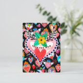 Je houdt van mam, kleurrijke Mexicaanse harten Moe Briefkaart (Staand voorkant)