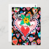 Je houdt van mam, kleurrijke Mexicaanse harten Moe Briefkaart (Voorkant / Achterkant)