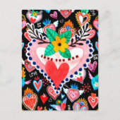 Je houdt van mam, kleurrijke Mexicaanse harten Moe Briefkaart (Voorkant)
