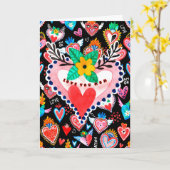 Je houdt van mam, kleurrijke Mexicaanse harten Moe Kaart (Gele Bloem)