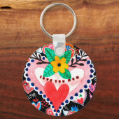 Je houdt van mam, kleurrijke Mexicaanse harten Moe Sleutelhanger (Voorkant)