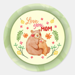 Je houdt van mama - Beer van mama en Moederdag van Ronde Sticker