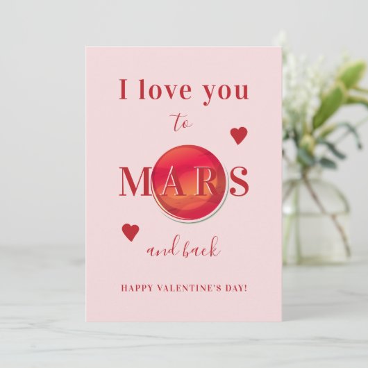 Je houdt van Mars kinder klaslokalen Valentijnsdag Feestdagenkaart (Staand voorkant)