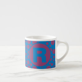 Je Initiaal Blauwe Paarse Stippen Trippy Pattern G Espresso Kop