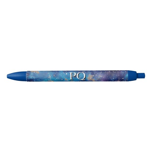 Je Initialen Monogram Blue Galaxy Blauwe Inkt Pen (Voorkant)