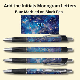 Je Initialen Monogram Blue Galaxy Pen