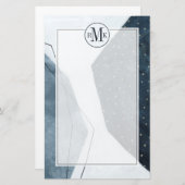 Je Initialen toevoegen | Aangrenzende afbraak Briefpapier (Voorkant / Achterkant)