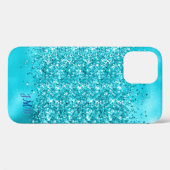Je Initialen Turquoise Glitter Case-Mate iPhone Case (Achterkant (horizontaal))