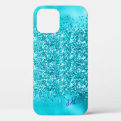 Je Initialen Turquoise Glitter Case-Mate iPhone Case (Achterkant)