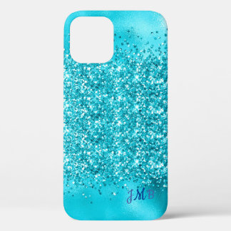 Je Initialen Turquoise Glitter Case-Mate iPhone Case